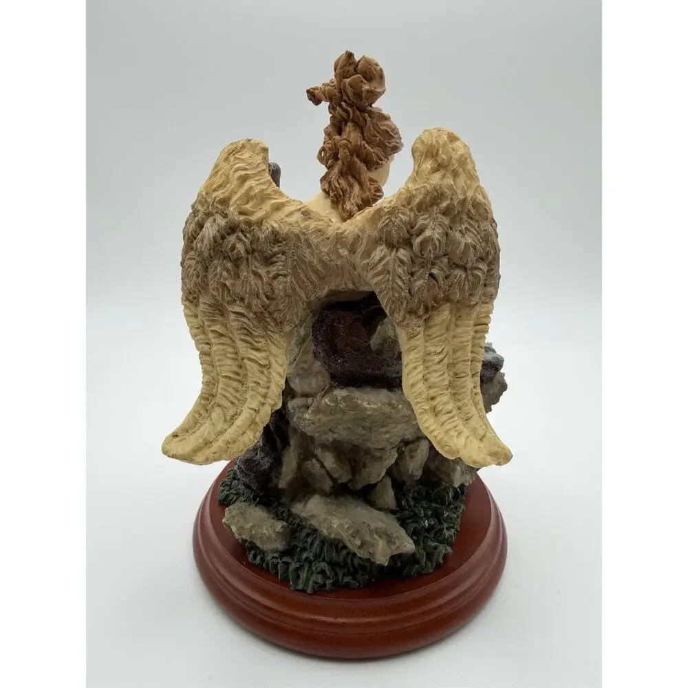 House of Lloyd Vintage Angel Playing Harp w/Child Resin Figurine 7
